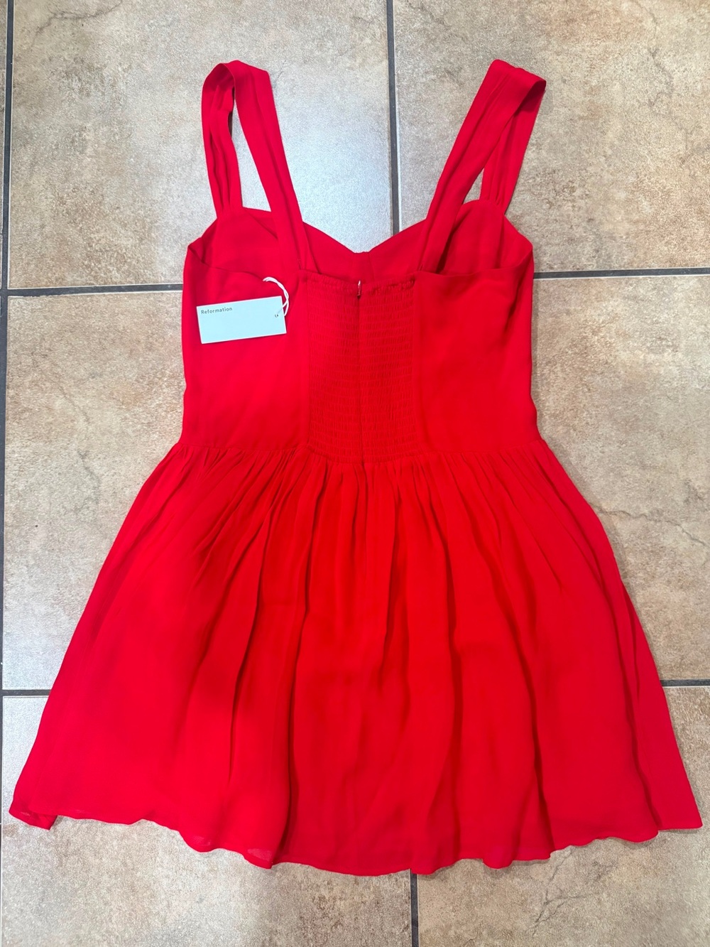 Reformation Scarlet Smocked Bodice Mini Dress